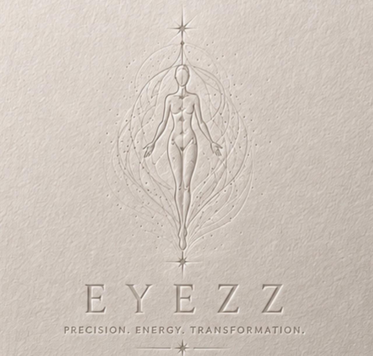 Eyezz emblem: a figure surrounded by fine flowing lines and stars